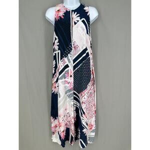 French Connection Jumpsuit Womens 4 Blue Floral Wide Leg Crop Cottagecore Boho
